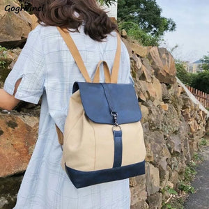 Women Patchwork Preppy Ulzzang Travel Street Harajuku Big Capacity