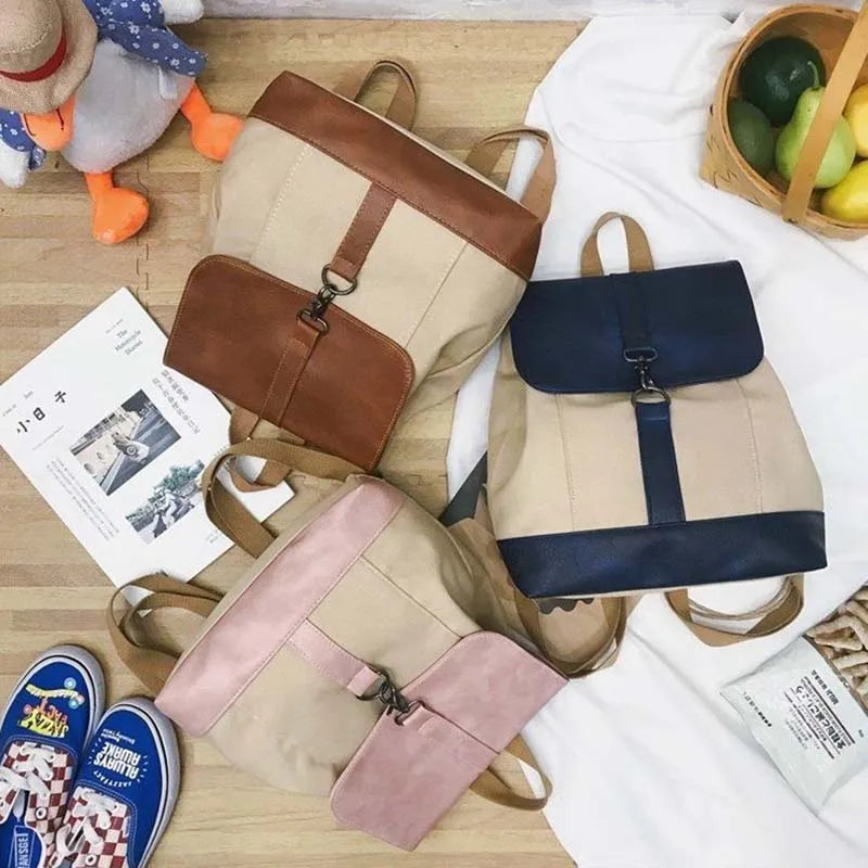 Women Patchwork Preppy Ulzzang Travel Street Harajuku Big Capacity