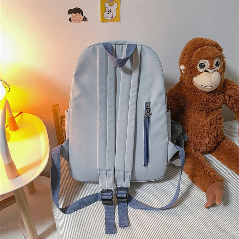 Women Patchwork Waterproof College Book Bag Casual Travel Rucksack