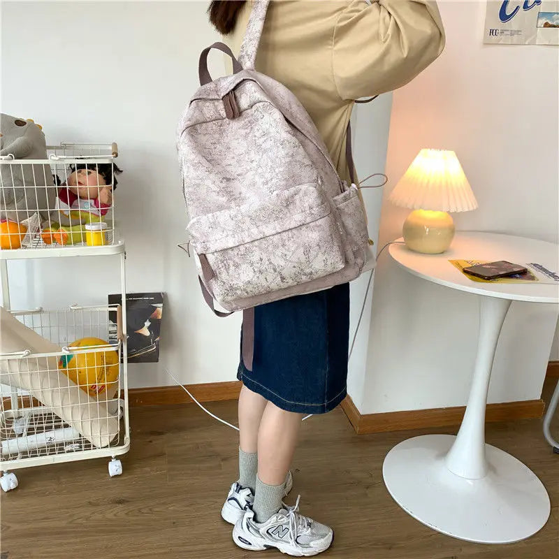 Pink Harajuku Print Backpack for Women