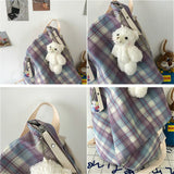 Women Plaid College Style Designers Nylon Sweet Backpack