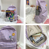 Women's Plaid Backpack: College Preppy Book Bag, Waterproof Travel Rucksack
