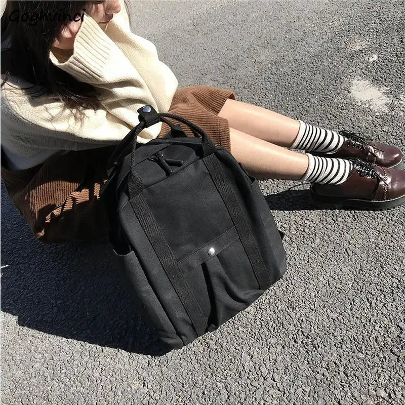 Backpacks Women Solid Casual Outdoor All-match Large Capacity School Bags