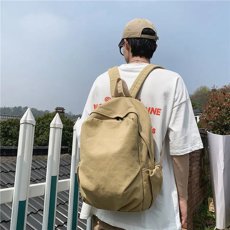 Canvas Large Capacity Backpack Preppy College Style All-match Vintage