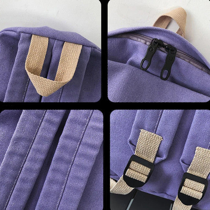 Canvas Large Capacity Backpack Preppy College Style All-match Vintage