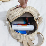 Tassel Patchwork Casual Travel Backpack Women School Bag Mini Woven Ulzzang