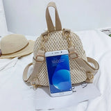 Tassel Patchwork Casual Travel Backpack Women School Bag Mini Woven Ulzzang