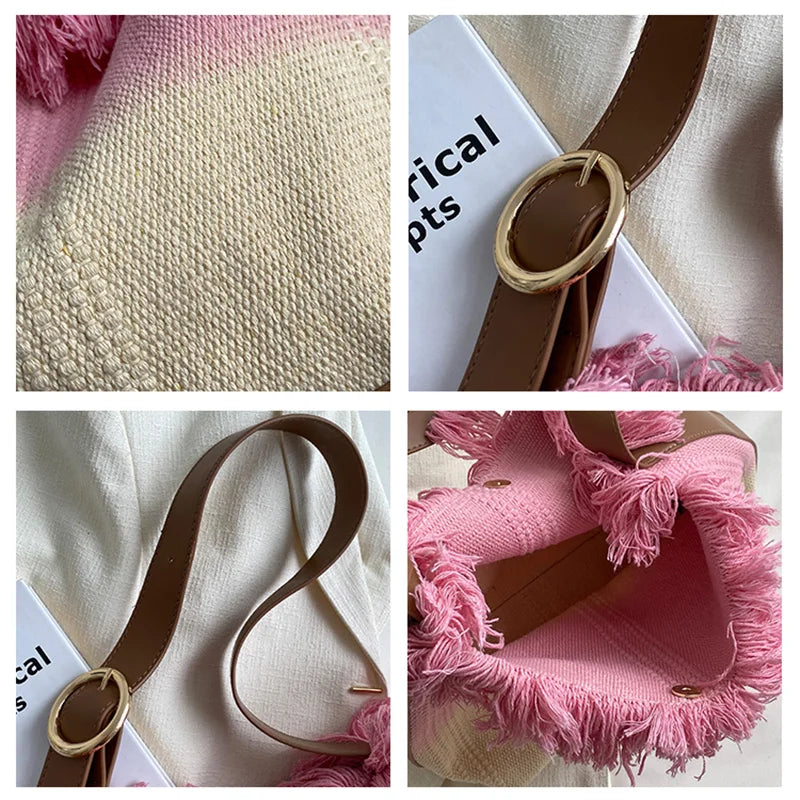 Pu Shoulder Crossbody Bag Canvas Handbag Large Capacity Tote Bag