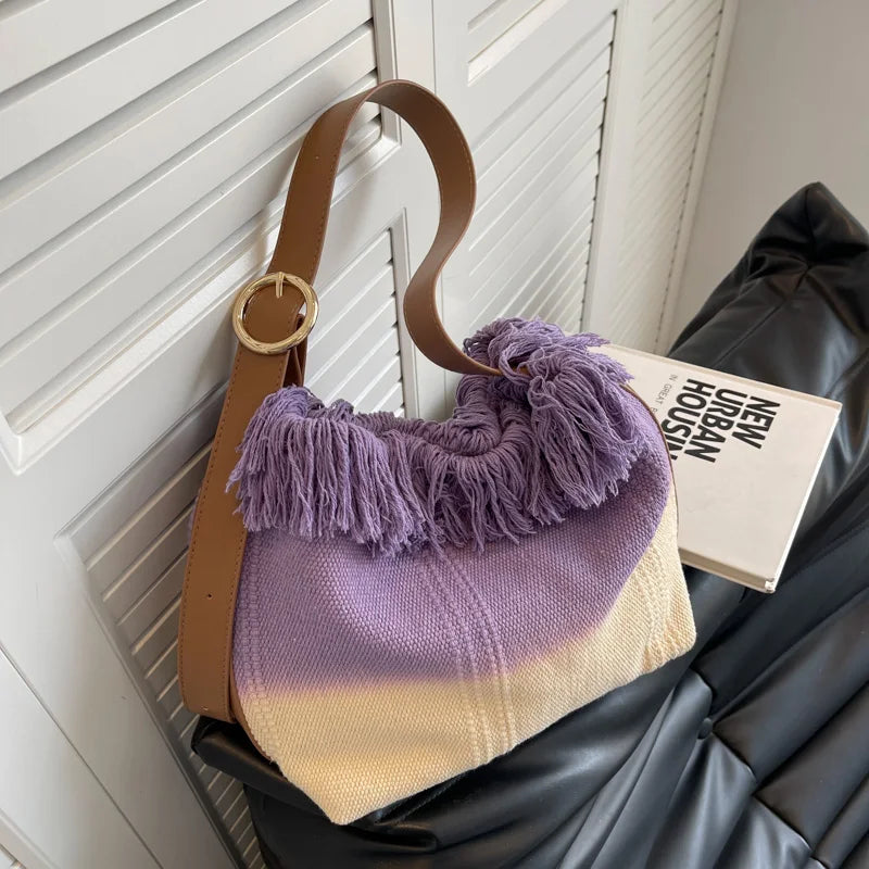 Pu Shoulder Crossbody Bag Canvas Handbag Large Capacity Tote Bag