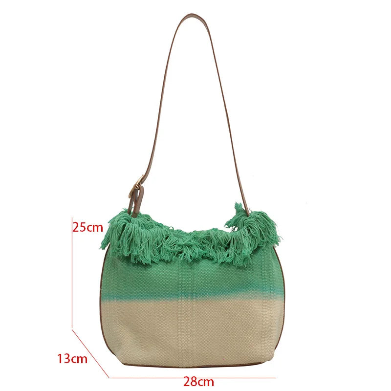 Pu Shoulder Crossbody Bag Canvas Handbag Large Capacity Tote Bag