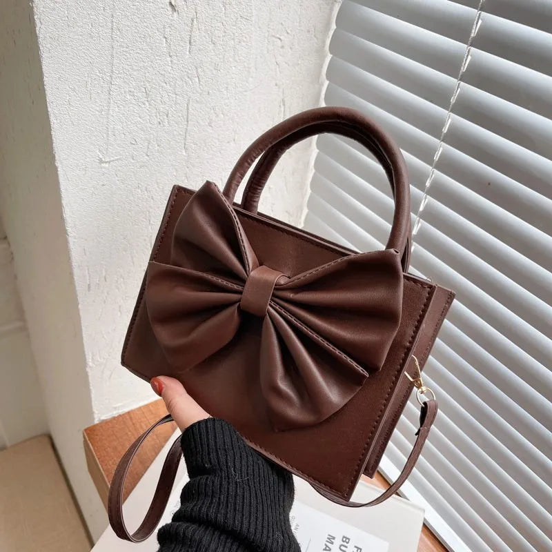 Bowknot Handbags Shoulder Bag Female Leather Lovely Girls Purse