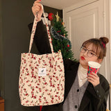 Corduroy Shoulder Bag Large Capacity Tote Handbags