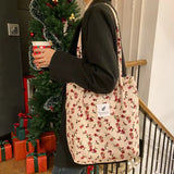 Corduroy Shoulder Bag Large Capacity Tote Handbags