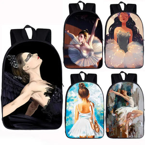 Ballet Dancer Backpack Teenager School Bag Kids Shoulder Bag