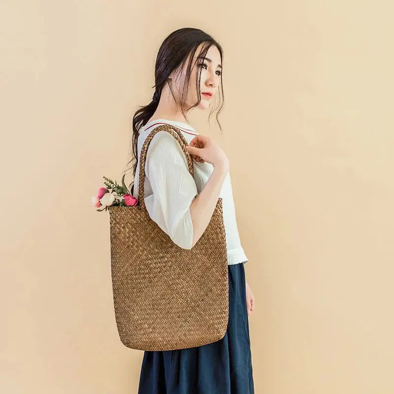 Bamboo Pure Bags Women's Shoulder Tote Handbag for Beach Travel