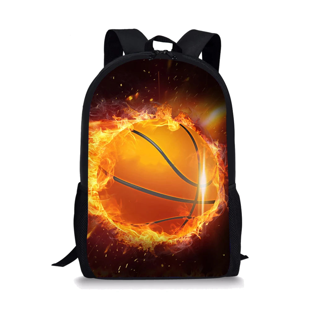 Basketball Pattern Print School Bags Daily Travel Climbing Backpack