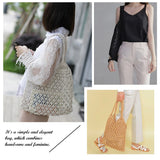 Beach Straw Shoulder Bag Woven Vacation Reusable Cotton Hollow Fis