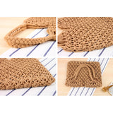 Beach Straw Shoulder Bag Woven Vacation Reusable Cotton Hollow Fis