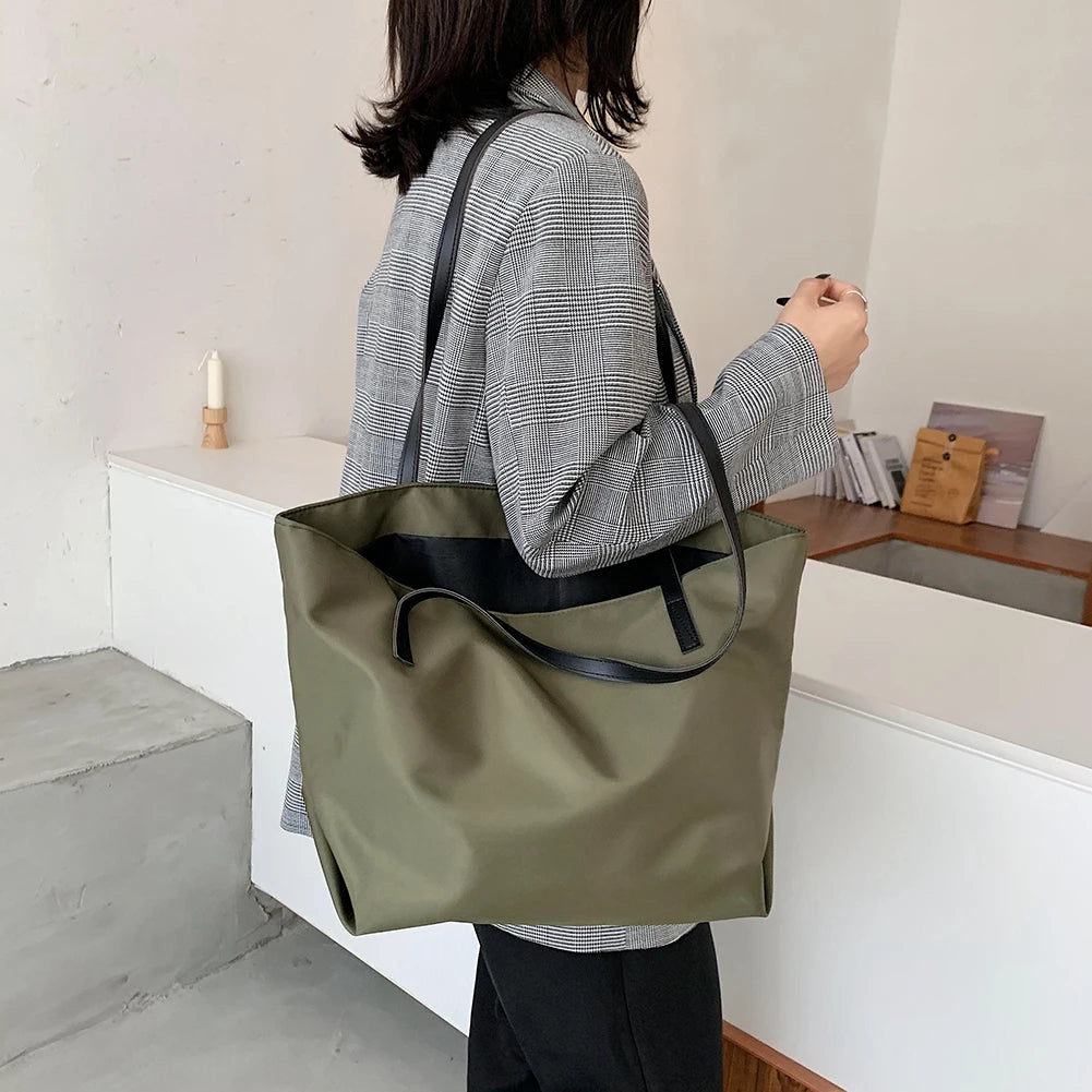 Women's Beach Tote Shopper Bag Nylon Shoulder Top-handle Bag