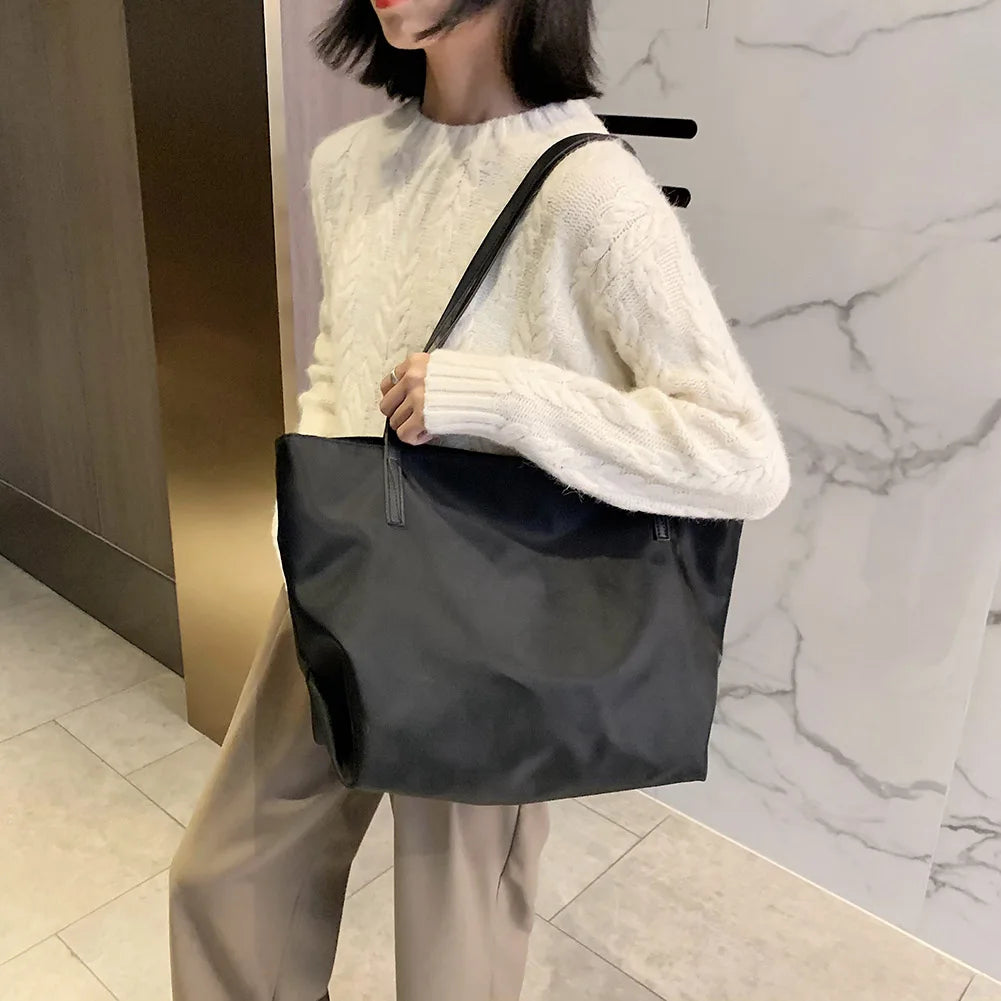 Women's Beach Tote Shopper Bag Nylon Shoulder Top-handle Bag