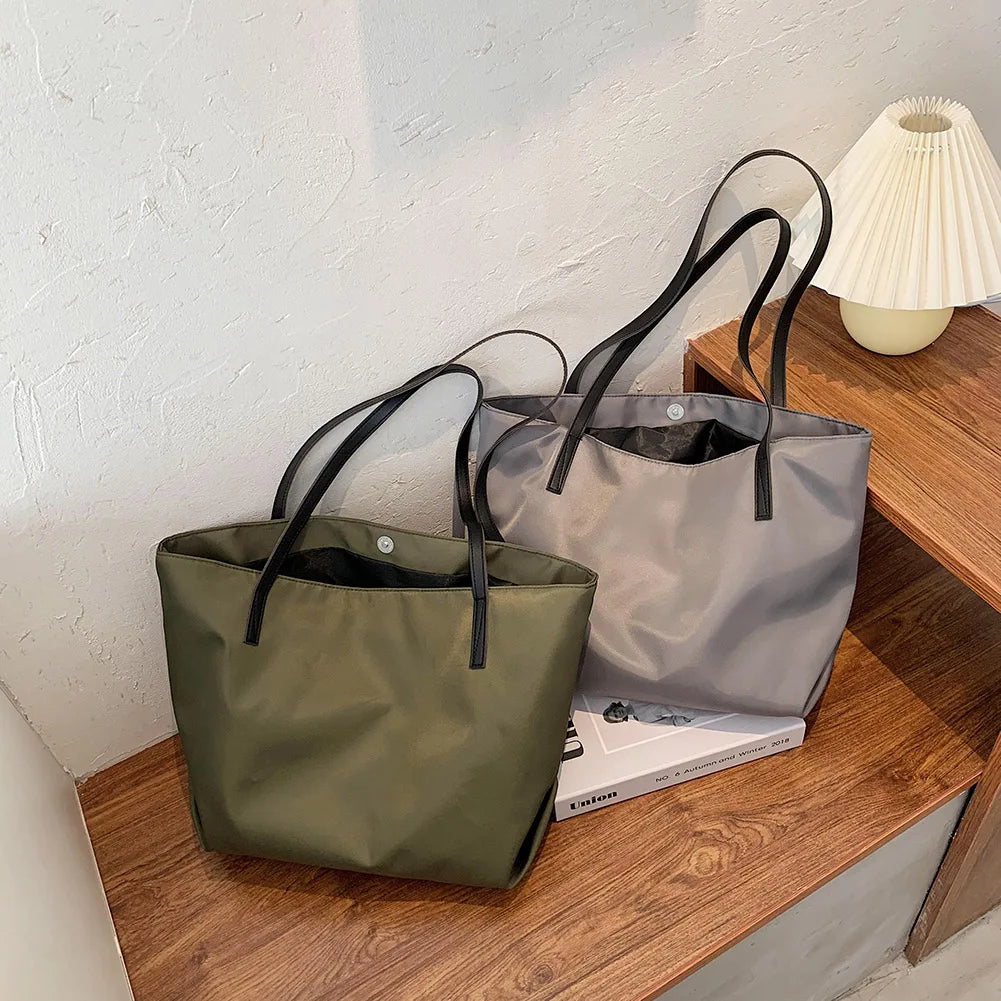 Women's Beach Tote Shopper Bag Nylon Shoulder Top-handle Bag