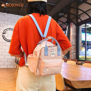 Bear Pattern Waterproof Backpack Women Shoulder School Crossbody Bag