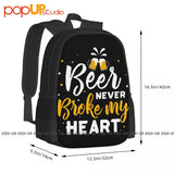 Beer Never Broke My Heart Backpack Large Capacity Softback Storage Bag