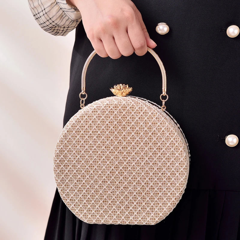 Beige Crossbody Lace Pattern Purse Small Shoulder Bag