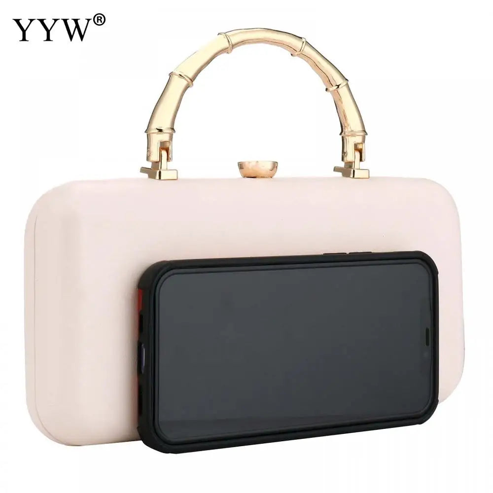 Beige Leather Evening Party Clutch Purse Chain Shoulder Crossbody Bags