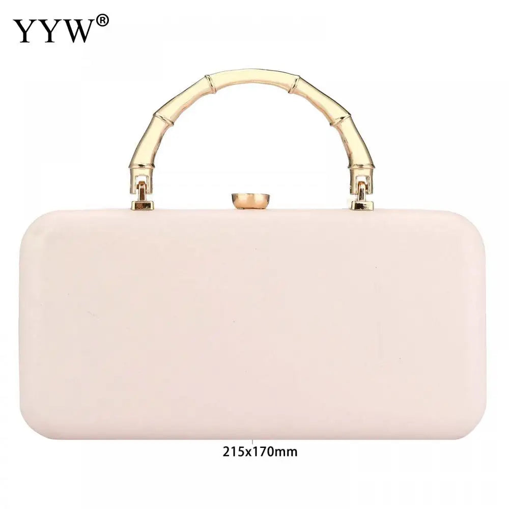 Beige Leather Evening Party Clutch Purse Chain Shoulder Crossbody Bags