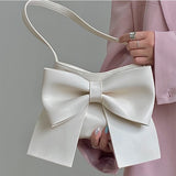 Bow Ladies Underarm Bags PU Leather Female Tote Handbag