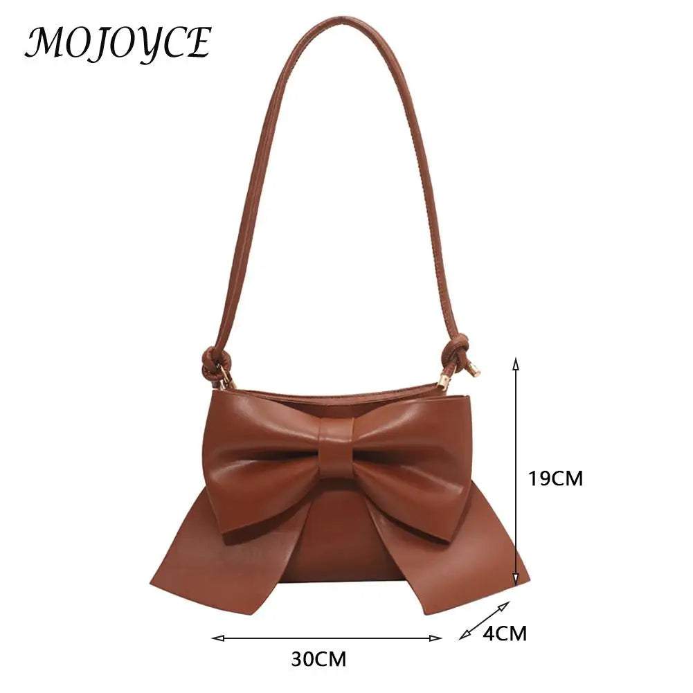 Big Bow-knot Shoulder Bags PU Leather Women Handbag Pure Travel Party Clutch