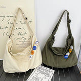 Female Canvas Hobo Shoulder Bag Y2K Grunge School Book Laptop Side Pouch