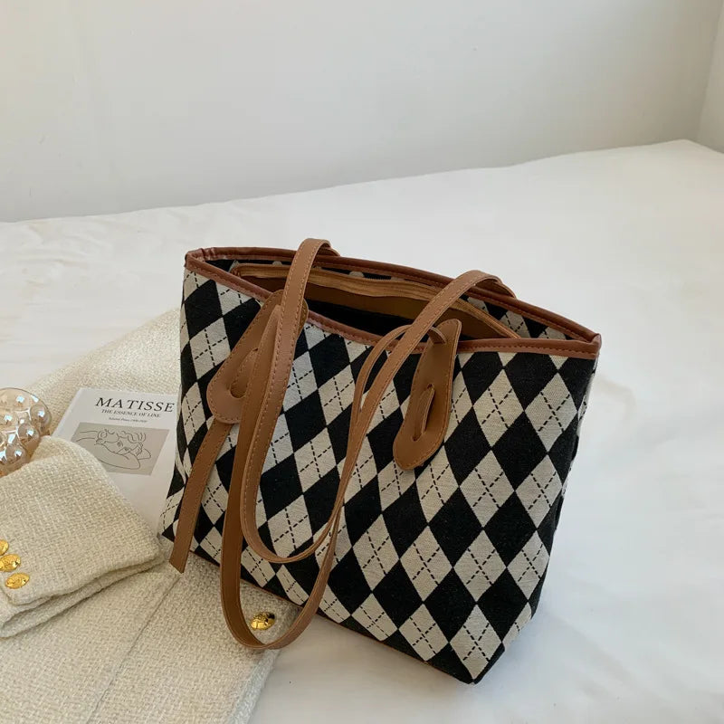 Big Capacity Tote Women Handbags Brown/Black PU Leather Shoulder Bags INS Bag