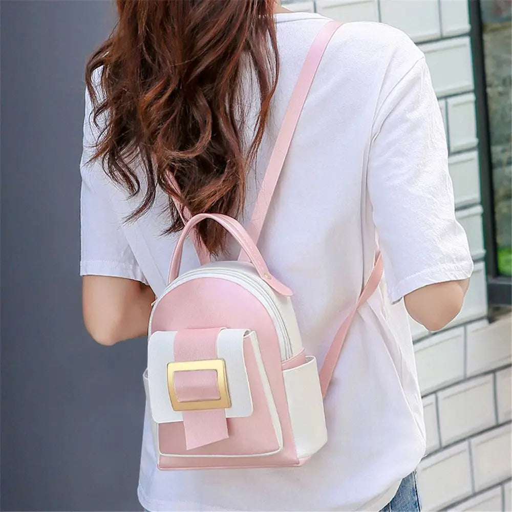 Women Backpack Set Large Capacity Soft Leather Female Shoulder Crossbody Bag