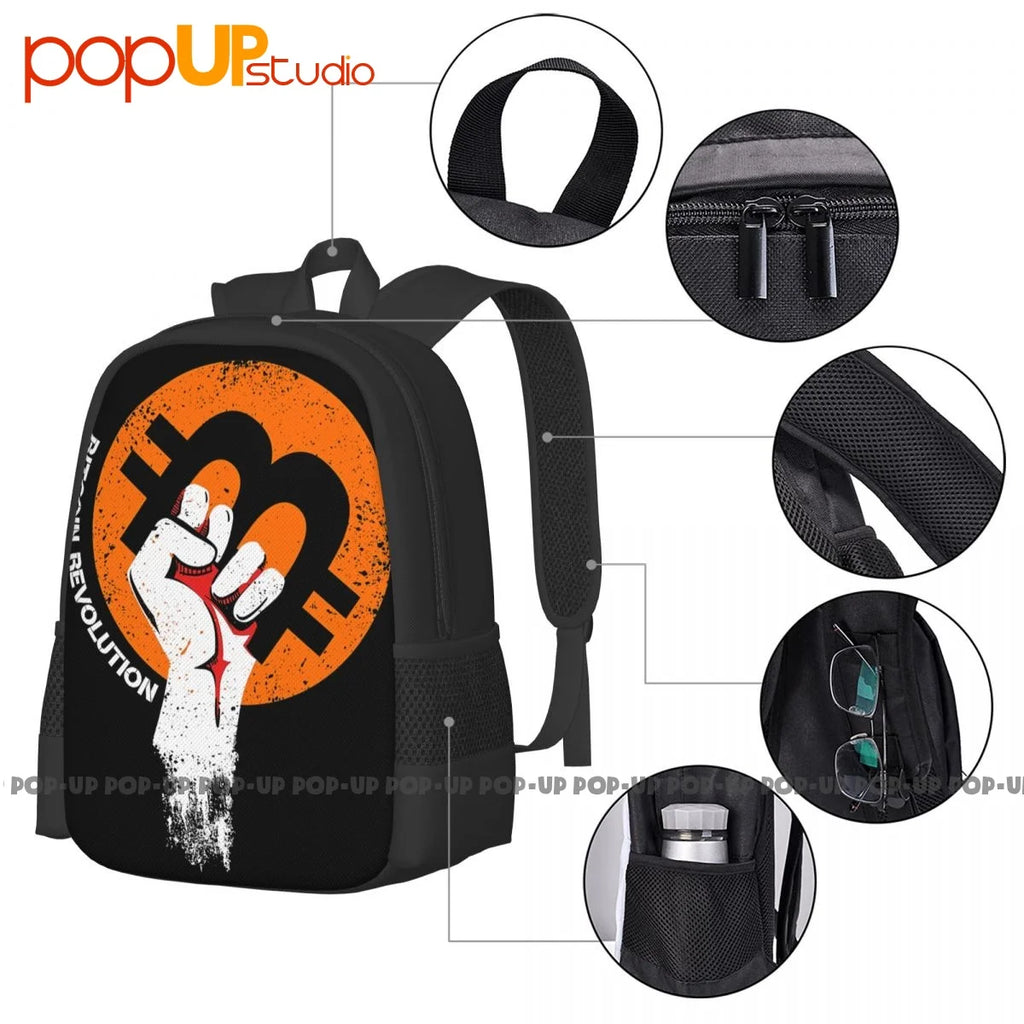 Bitcoin Cryptocurrency Backpack Large Capacity Bookbag Art Print Shopping Bag Sc