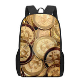 Bitcoin Money Currency Print 16-Inch Teen School Bag Boys Girls Kids