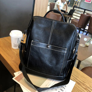 Women PU Leather Large Capacity Backpack Water-proof Travel Bag