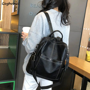 Women PU Leather Large Capacity Backpack Water-proof Travel Bag