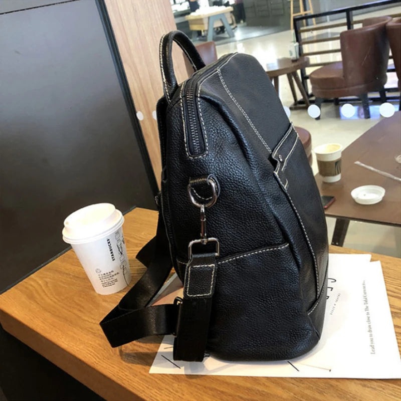 Women PU Leather Large Capacity Backpack Water-proof Travel Bag