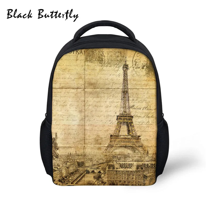 Eiffel Tower Pattern Kids School Backpack