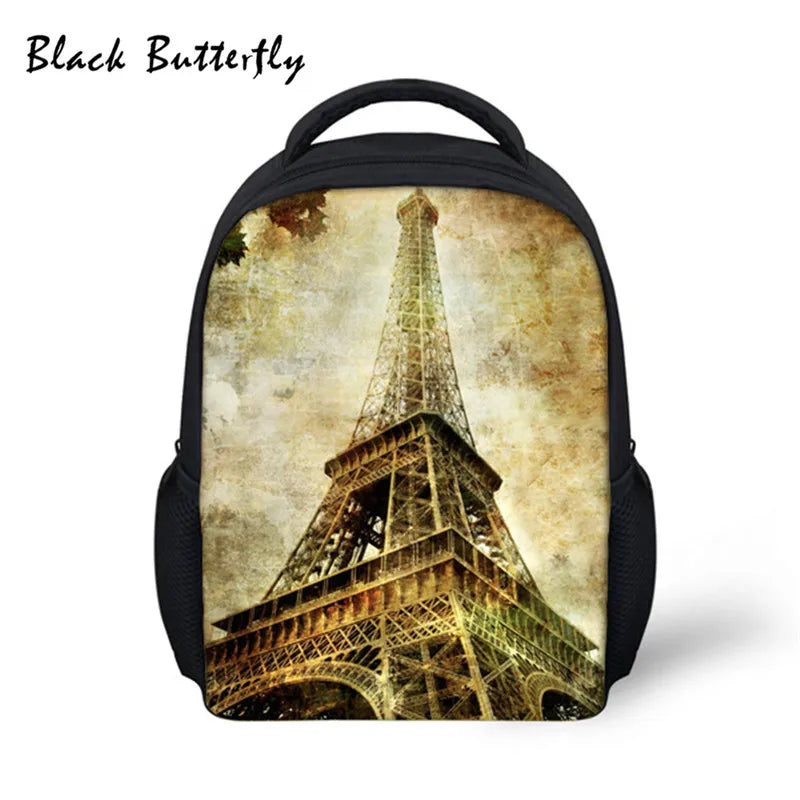 Eiffel Tower Pattern Kids School Backpack