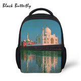 Butterfly Student- Bags Backpack Kids School Bags Ta Mahal Pattern