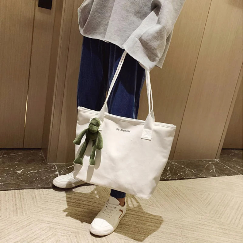 Canvas Shoulder Bags for Students - Large Capacity Underarm Totes