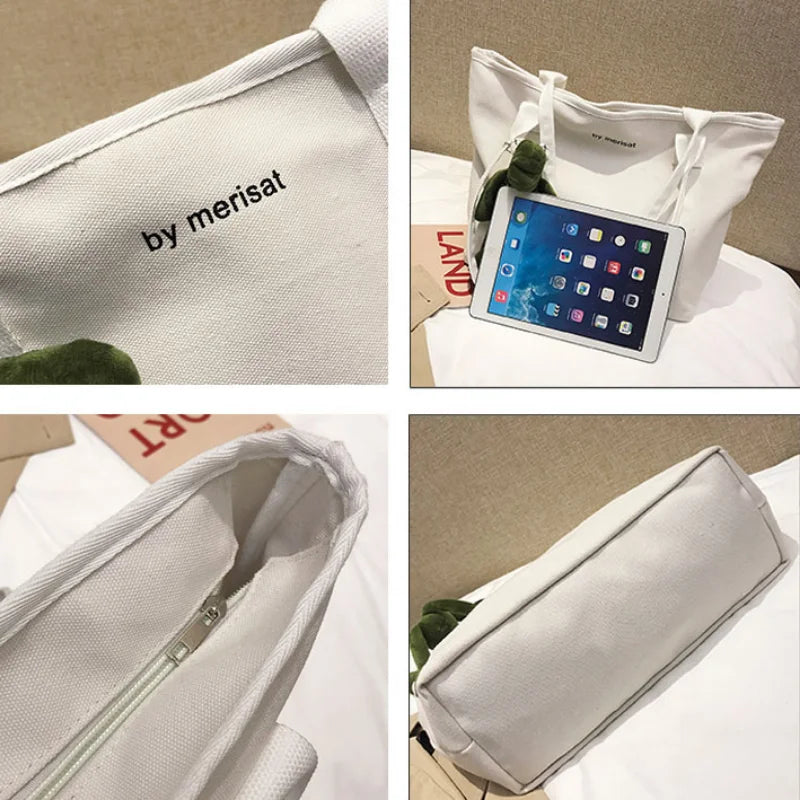 Canvas Shoulder Bags for Students - Large Capacity Underarm Totes
