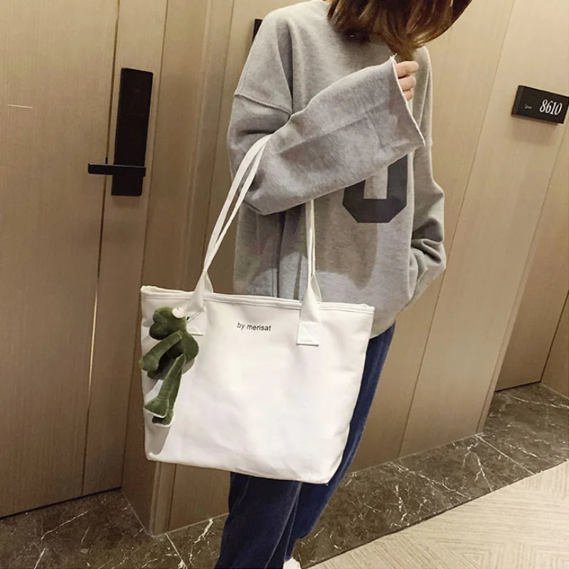 Canvas Shoulder Bags for Students - Large Capacity Underarm Totes