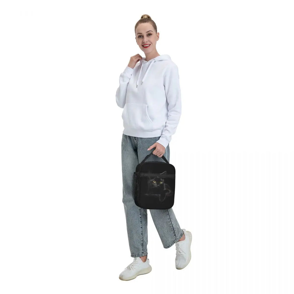 Cat Insulated Lunch Bags for Women Kitty Animal Lover Thermal Cooler
