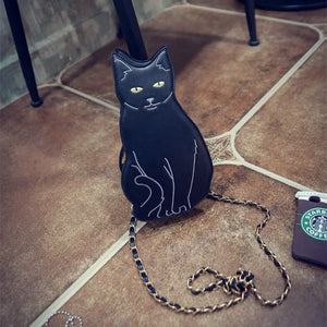 Cat Novelty Crossbody Chain Bag Street Animal Kitten Unique Fun Purse
