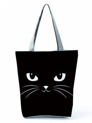 Cat Print Animal Art Painting Shopping Hand Bag Women Shoulder Bag