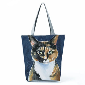 Cat Print Art Painting Shopping Hand Bag Women School Eco Tote Shopper Bag
